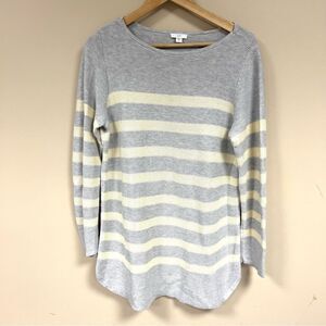 J jill grey and cream striped sweater.  Size M